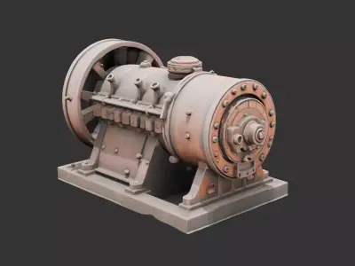 Deserted Industrial Generator Low-poly 3D model