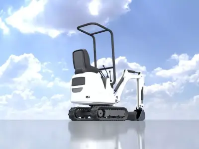 Mini-Digger White Low-poly 3D model