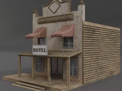 WESTERN HOTEL  Low-poly 3D model