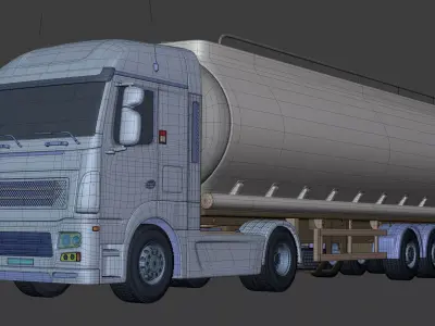 Generic Modern Semi Trailer Fuel Truck -- Oil Transport Tanker 3D model