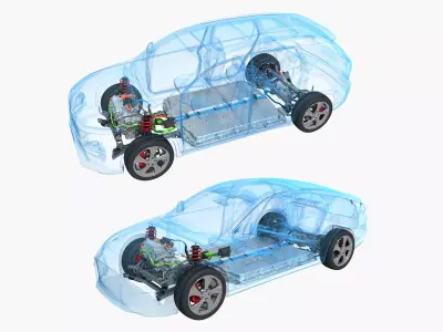 Electric Car Chassis X-Ray and SUV Chassis X-Ray 3D model
