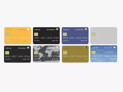 Credit Cards - 8 Generic Payment Props with Custom Design 3D model