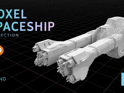 3D VOXEL SPACESHIP Collection 1 3D model