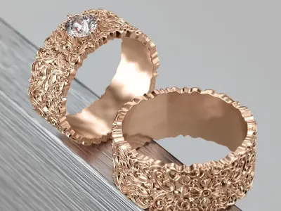 Original vintage wedding rings 3D print model