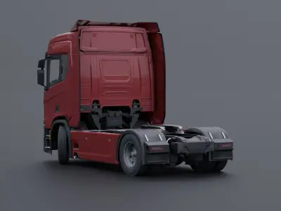 Generic truck with cargo trailer Low-poly 3D model