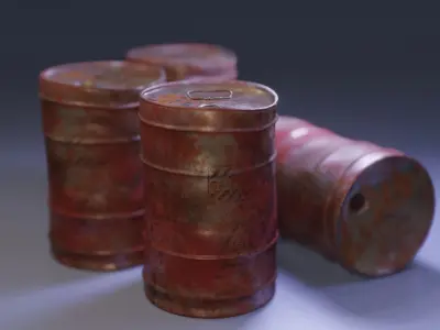  Post-apocalyptic metal barrel Low-poly 3D model