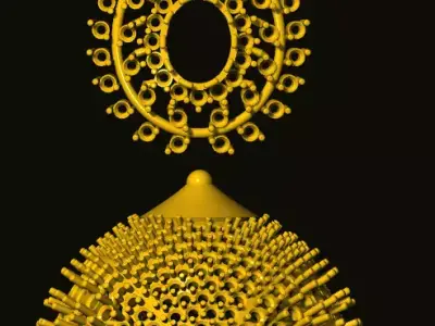 jumka gold ball with ornate design 3D print model