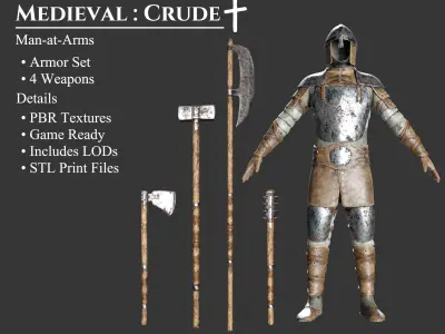 Medieval Collection Crude Man at Arms 3D Model Pack