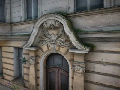 Facade of an Art Nouveau tenement house 02 3D model