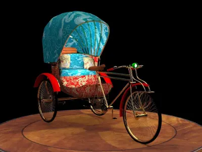 Chinese rickshaw   3D model 3