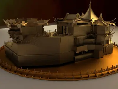 Chinese Ancient House 3D model 10
