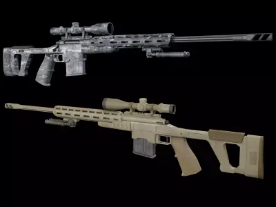 Sniper Rifle Low-poly 3D model 16