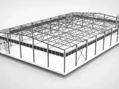 Industrial Metal Hangar 3D model Textured