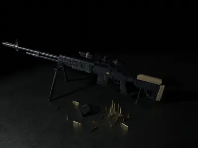 MKS 56X Sniper Rifle Low-poly 3D model