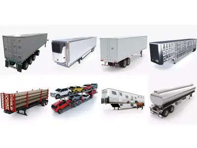 Semi-trailer container trailer 3D Model Pack