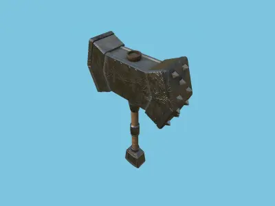Medieval War Hammer 10 Metal Ornament - Fantasy Weaponry Low-poly 3D model