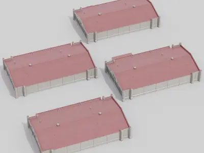 Airport Hangar Exterior Pack 3 Low-poly 3D model