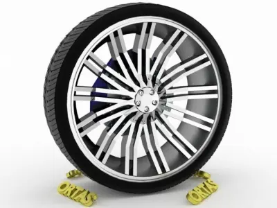 ORTAS CAR WHEEL RIM 86 GAME READY WHEEL RIM TIRE 3D model