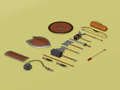 Stylized flat-color Medieval Asset Pack For Games And Animations Free low-poly 3D model
