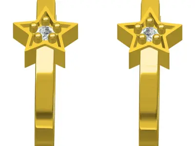Single Diamond Star Earring 3D print model