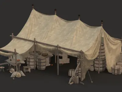 medieval market Low-poly 3D model get