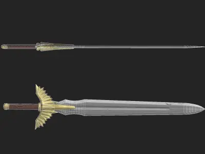 Gilded sword Low-poly 3D model