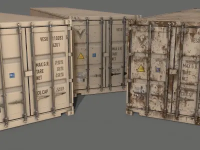 PBR 40 ft Shipping Cargo Container - White Low-poly 3D model