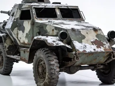 Realistic Abandoned Winter Armored Scout Car 3D Model Low-poly 3D model