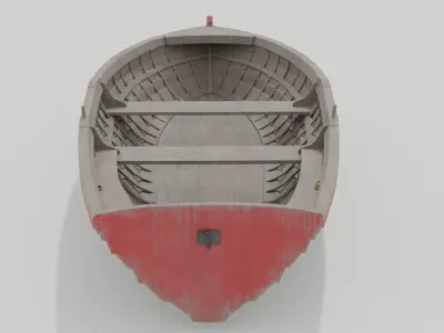 Wood Boat Low-poly 3D model