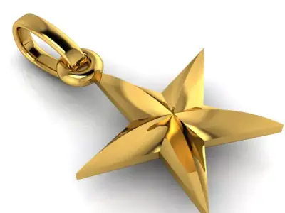 FIVE 5 POINT STAR PENDANT NECKLACE CHARM BRACELET 3D print model