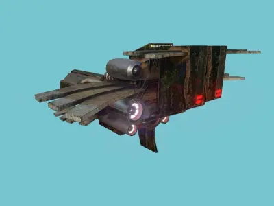 Sci-Fi Aircraft - Airship Rusted - Steampunk Asset Low-poly 3D model