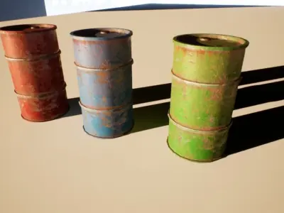 Rusty Barrels Low-poly 3D model