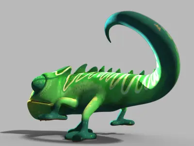 Cartoon chameleon lizard 3D model