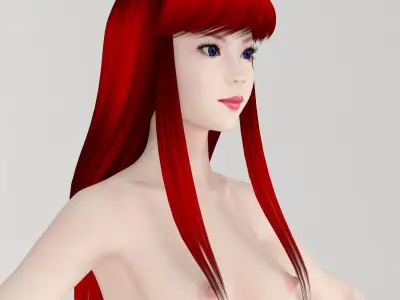 T pose rigged model of little mermaid  3D model