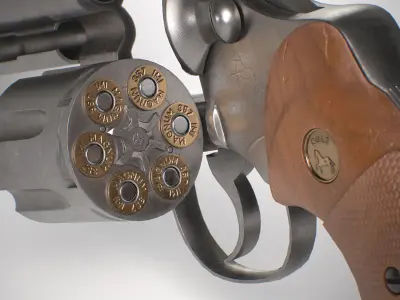 Python Revolver 6 -Telescopic Sight Low-poly 3D model