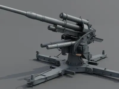 88mm Flak 36 Anti Aircraft Gun Low-poly 3D model