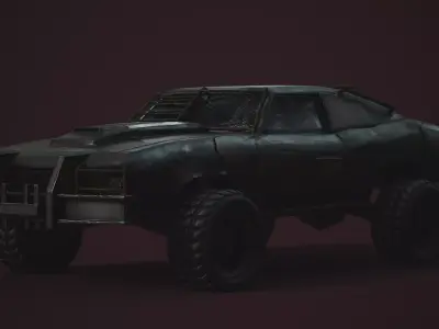 Post-Apocalyptic Game Ready Vehicle with Armor and Weapons Low-poly 3D model