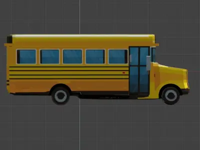 School Bus Low-poly 3D model 10