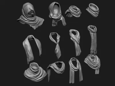 Scarfs for 3d Printable Characters Part 2 3D model