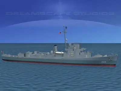 Destroyer Escort DE-204 USS Jordan 3D model