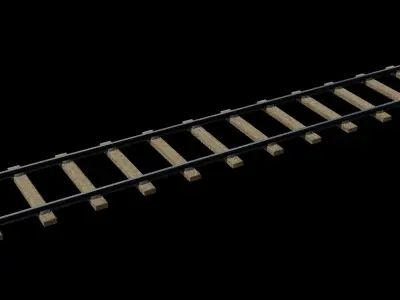 Kit wood trestle and  railway track Low-poly 3D model