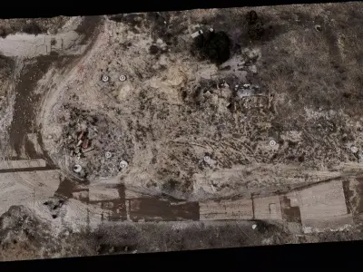 construction site terrain road debris area 150m photogrammetry Low-poly 3D model