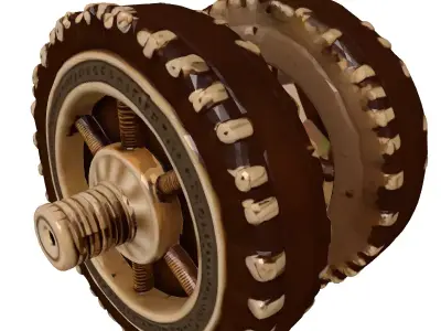 Ornate Steampunk Leather Brass Wheel 3D model