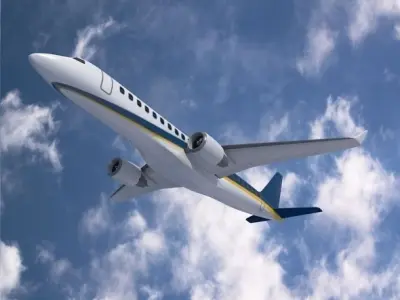 Embraer 190 commercial airliner Low-poly 3D model