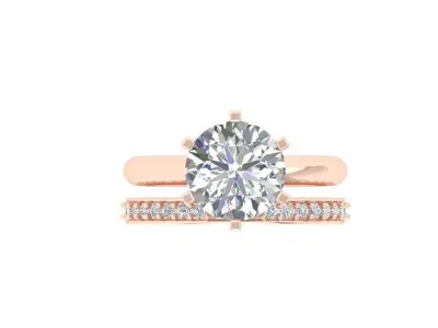 Solitair Ring Bridal Set 3D print model 31