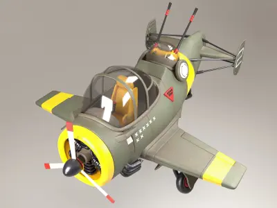 3D airplane Bomber  Modeling  texturing with substance painter Low-poly 3D model