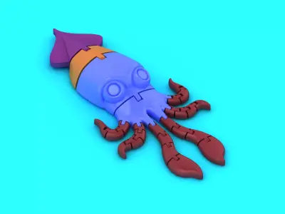 Rocket Squid Character  Cute Sci-Fi 3D Printable Cartoon Figure 3D print model