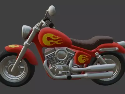 Cartoon Red Chopper Motorcycle 3D Model 3D model purchase