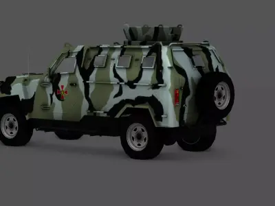  KRAZ Cougar 6x6 Heavy Military Truck Ukrainian Cargo Truck  Low-poly 3D model