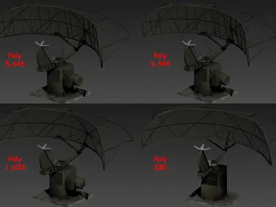 Radar radio antenna Low-poly 3D model